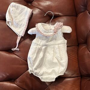 cupcakes & cashmere Gold and Pink Bubble Romper and Bonnet